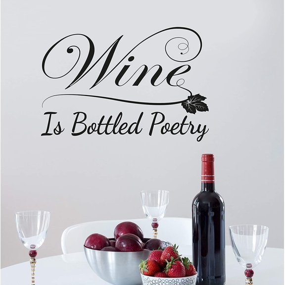 Vinyl Wall Decal Wine Poetry Alcohol Drink Cafe Stickers Mural 22.5 in x 14 in