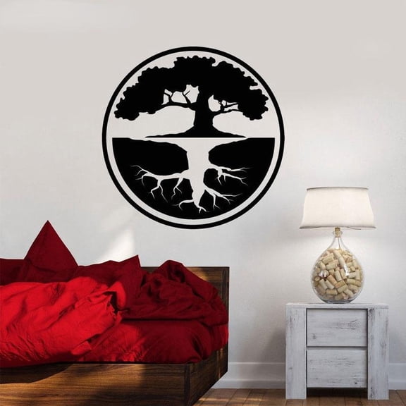 Vinyl Wall Decal tree Yin Yang Buddhism Bonsai Asian Stickers Window Bumper Sticker Car Decor waterproof DIY 42x42cm