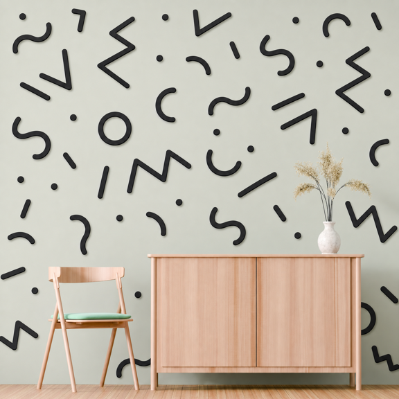 Vinyl Wall Decals Memphis Group Geometric Line Design Home Art Decor