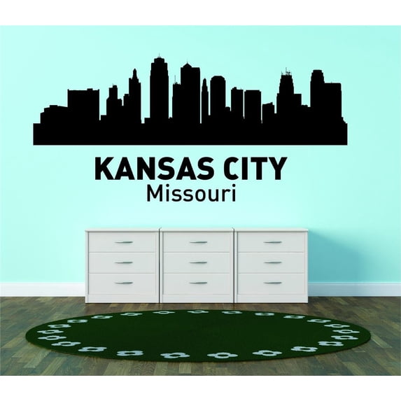 Vinyl Wall Quote Decals for Home - Kansas City Missouri United States Major City Geoal Map Landmark Stylish Wall Sticker for Easy Home Decoration - Size: 10 In x 21 In