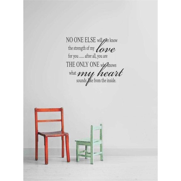 Vinyl Wall Quote Decals for Home - No One Else Will Ever Know The Strength Of My For You After All, You Are The Only Ones Stylish Wall Sticker for Easy Home Decoration - Size: 24 In x 24 In