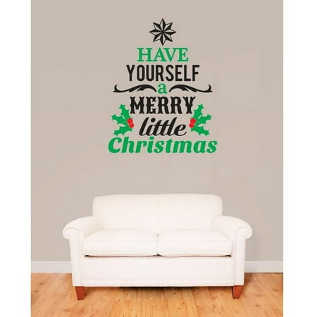 Vinyl Wall Quote Decals for Home - Have Yourself A Merry Little Stylish Wall Sticker for Easy Home Decoration - Size: 20 In x 38 In