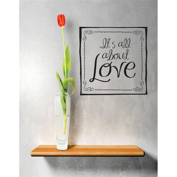 Vinyl Wall Quote Decals for Home - Its All About Love Stylish Wall Sticker for Easy Home Decoration - Size: 12 In x 12 In