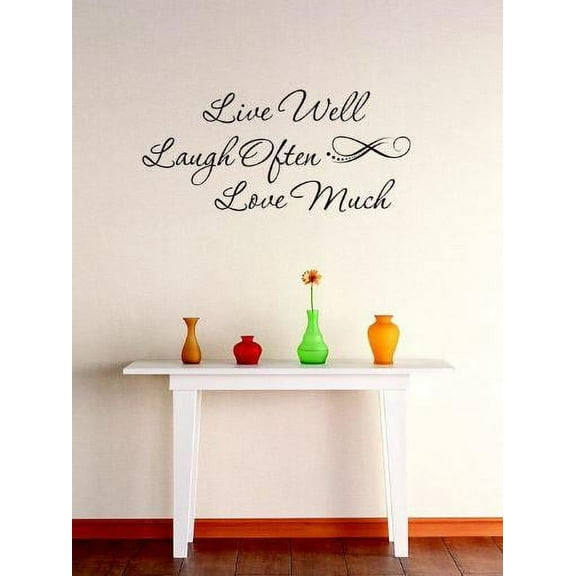 Vinyl Wall Quote Decals for Home - Live Well Laugh Often Much Stylish Wall Sticker for Easy Home Decoration - Size: 20 In x 30 In