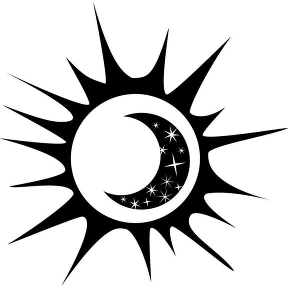 Vinyl Wall Quote Decals for Home - Sun Moon Figure Stylish Wall Sticker for Easy Home Decoration - Size: 13 In x 13 In