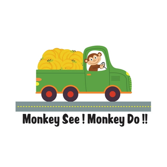 Vinyl Wall Sticker Decal Art - Monkey See Monkey Do Wall Decal Decorative Art Decor Sticker For Nursery Kids Room Bedroom Playroom Classroom- Size : 10" x 6".