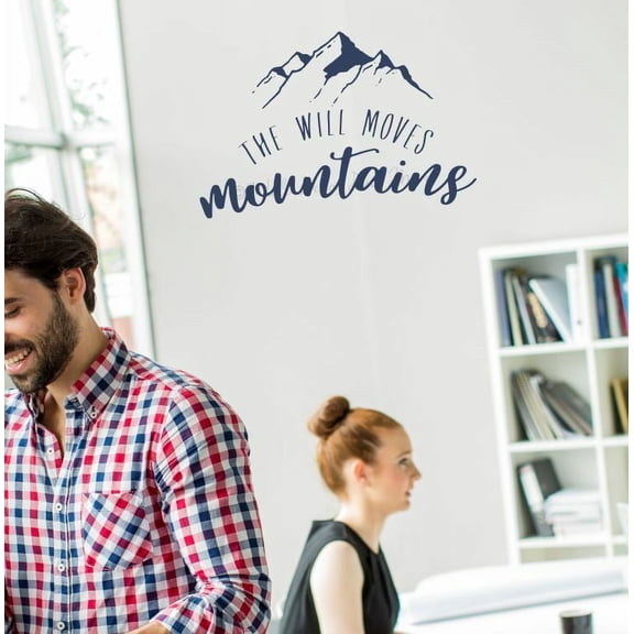 Vinyl Wall Stickers Will Moves Mountains Wall Decal Motivation Lettering Saying Wall Art - Motivational Wall Art - Inspirational Positive Camper Wall Decal 23x15-Inch Deep Blue