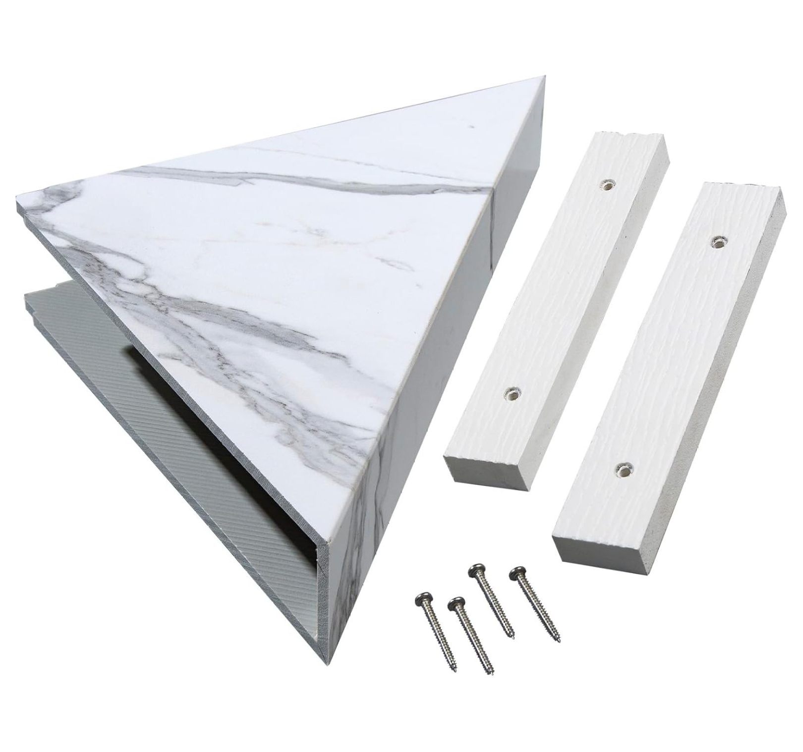 Vinyl Waterproof Corner Shower Shelf in Carrara Marble