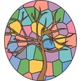 thumbnail image 1 of Vinyl Waterproof Static Cling Decor Tree Design Wall Decal Sticker - Removable Stained Glass Multicolored Art - Home Family Room Window Mural Decoration Glass Film Vinyl Sticker 13.5" x 15", 1 of 3