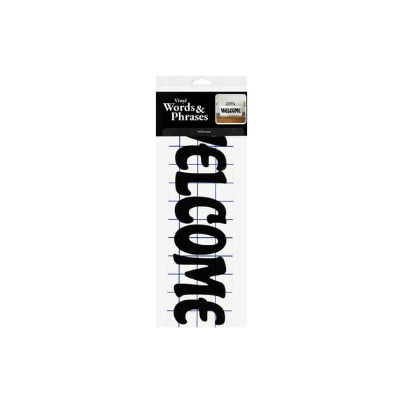 Leisure Arts Home Decor Vinyl Wall Words Welcome Black, Removable Oracal Matte Vinyl for Painted Walls Plaques and Glass, Pre-Cut and Transfer Tape Applied