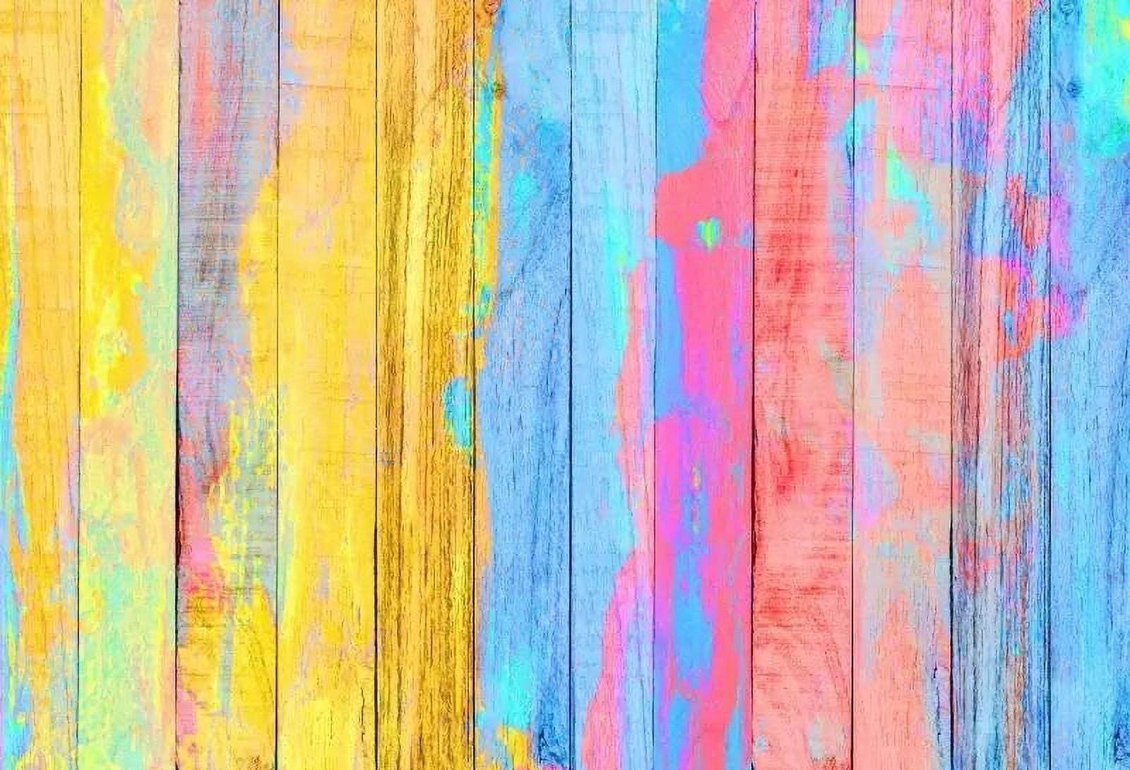Vinyl Wood Backdrop For Photography Colorful Planks Board Texture Cake