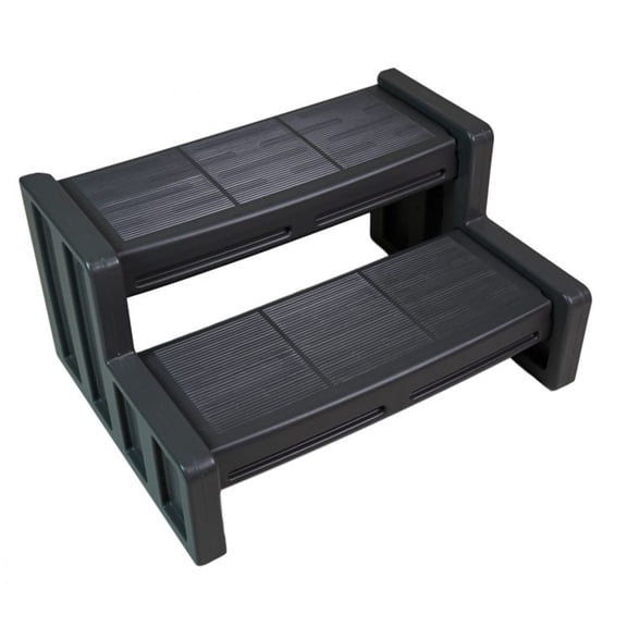 Vinyl Works Plastic Steps, 29 Inch Multi-Purpose Indoor & Outdoor 2 Step Ladder, Black