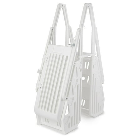 Vinyl Works AF Adjustable 24" Gated Entry Above Ground Pool Ladder, White