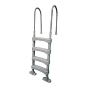Vinyl Works Above Ground Pool Deck Step Ladder, 4-Step Resin Safety Frame, Gray