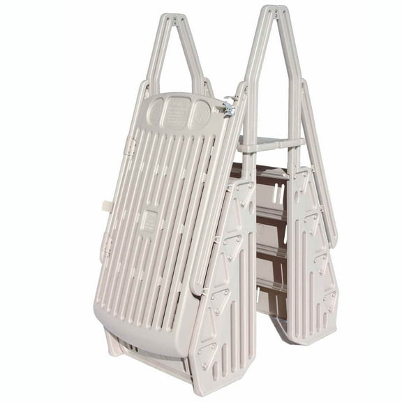 Vinyl Works GE Deluxe Adjustable A Frame Above Ground Pool Ladder w/ Gate