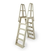 Vinyl Works A Frame Above Ground Pool Ladder Steps with Slide Lock Barrier, Taupe