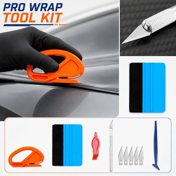 Vinyl Wrap Application Supplies, Vinyl Wrap Tool Kit, Squeegee for Vinyl, Vinyl Window Film Installation Set, Car Wrap Kit, 10-Piece 4-Inch Car Tinting Tool Set with Stainless