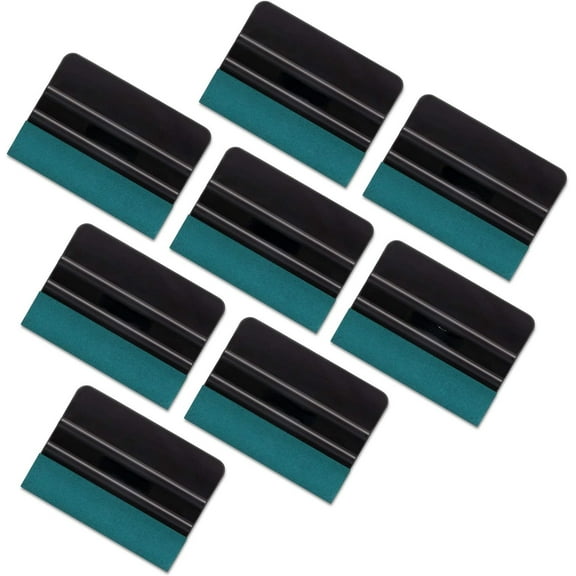 Vinyl Wrap Squeegee 4 Inch with Micro Fiber Suede Felt Edge, Vinyl Scraper for Window Tinting, Sign Making and Sticker Wrap Application Tools, Pack of 8 Black Felt Squeegee for Vinyl