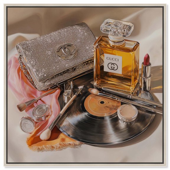 Vinyl and Glam Collection Canvas Print Fashion Wall Art by Art Remedy, Silver Frame, 40 x 40