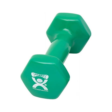 Vinyl-coated iron dumbbell, green, 3 lb, 1 each