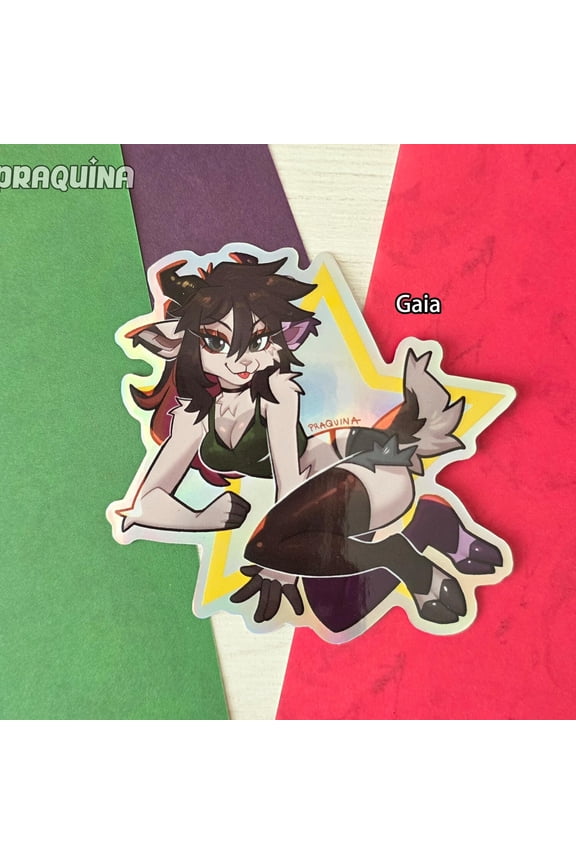 Vinyl keychain: Gaia Goat OC (1 keychain)