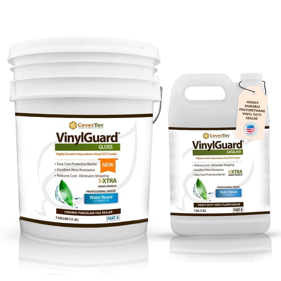 VinylGuard Gloss WB Polyurethane Vinyl Floor Sealer For LVT Tile, VCT & Rubber Gloss Finish (4Gal)