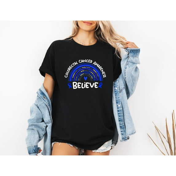 Vinyta Believe T-Shirt, Awareness Month Sweatshirt, Colorectal Cancer Hoodie for Hopeful Supporters