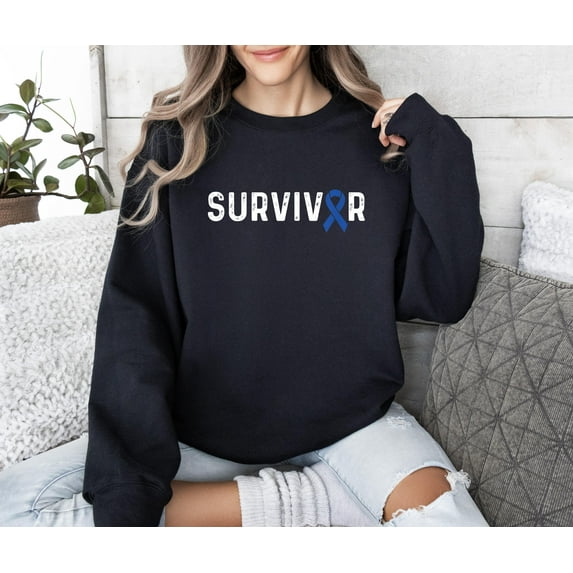 Vinyta Colorectal Cancer Awareness Blue Ribbon T-Shirt, Survivor Remission Sweatshirt, Survivor Hope Hoodie