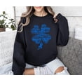 thumbnail image 1 of Vinyta Faith Love Cure Shamrock Leaf T-Shirt, Dark Blue Ribbon Colon Cancer Sweatshirt, Supportive Cancer Hoodie, 1 of 5