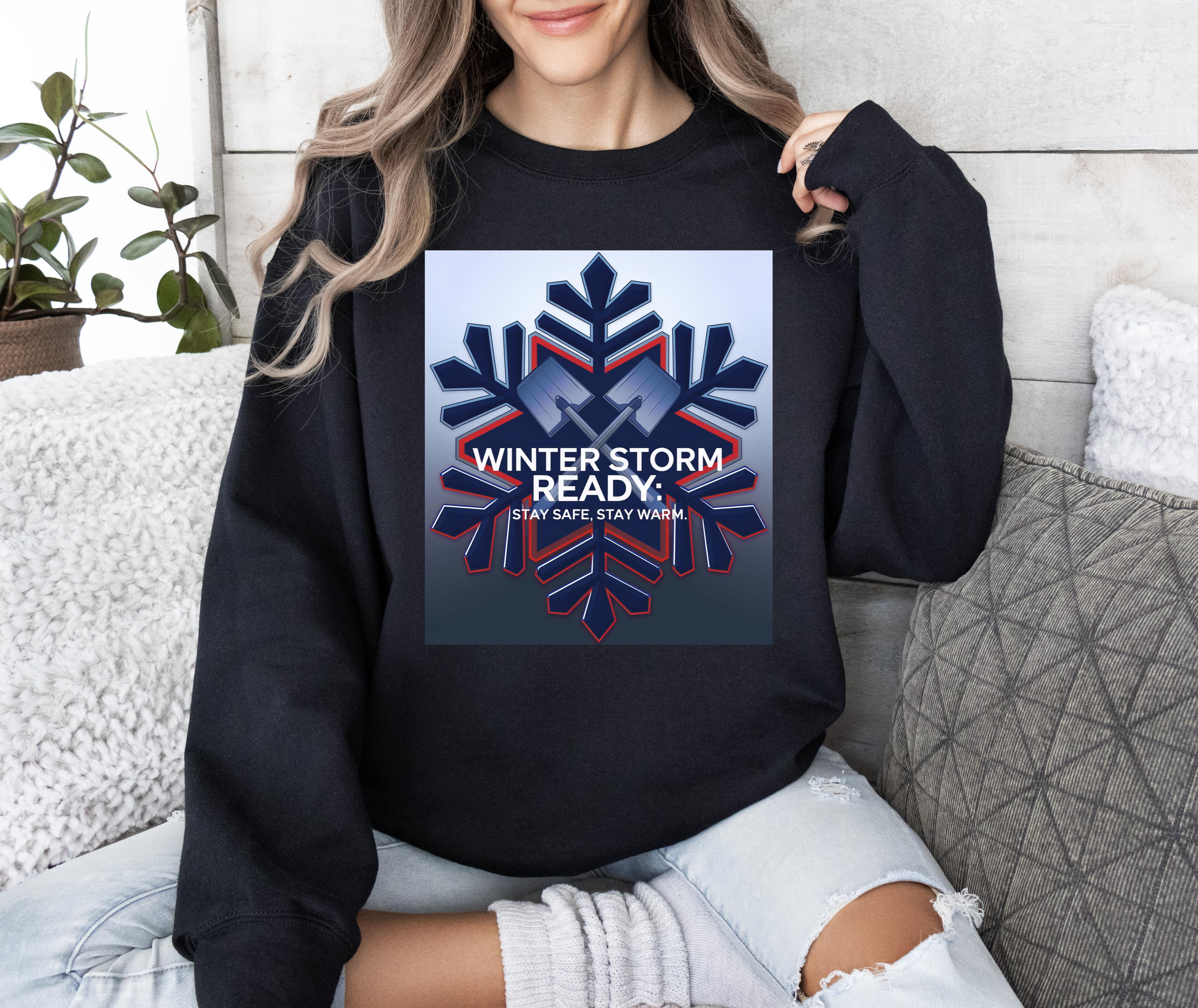 Vinyta Stay Safe in Winter Storm T-Shirt, Bold Snowflake Design ...