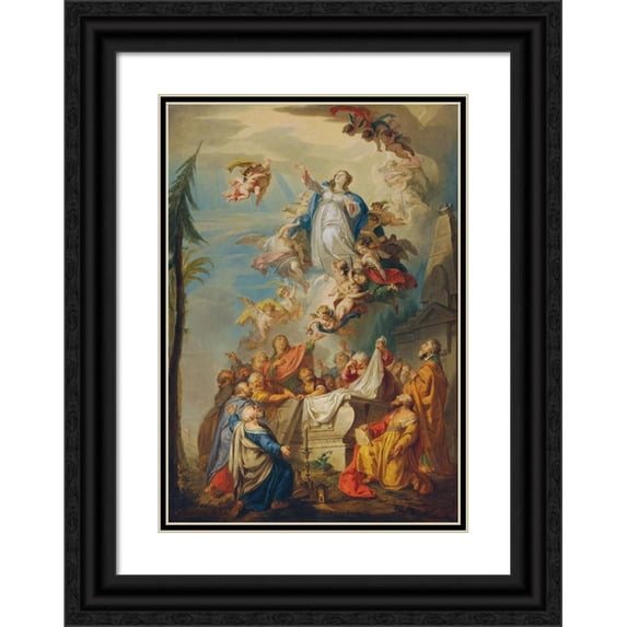Vinzenz Fischer 11x14 Black Ornate Wood Framed Double Matted Museum Art Print Titled: The Assumption of Mary (1784)