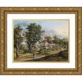 thumbnail image 1 of Vinzenz Kreuzer 18x15 Gold Ornate Wood Frame and Double Matted Museum Art Print Titled - Park Landscape with Walkers, 1 of 4