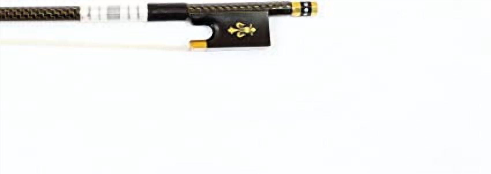Vio Music Gold Woven Carbon Fiber Violin Bow, Fleur-de-lys Inlay, Natural Horse Hair, Full Size 4/4