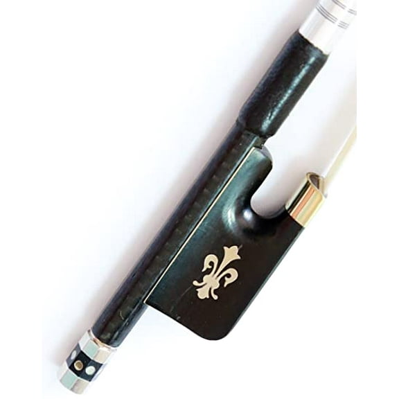 Vio Music Top Woven Carbon Fiber Viola Bow, Fleur-de-lys inlay, Ebony Frog, Natural White Hair