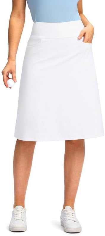 Women's Modest Travel Skort With Pockets - 20 Inch Knee Length, Lightweight With Inner Shorts, 4 Pockets
