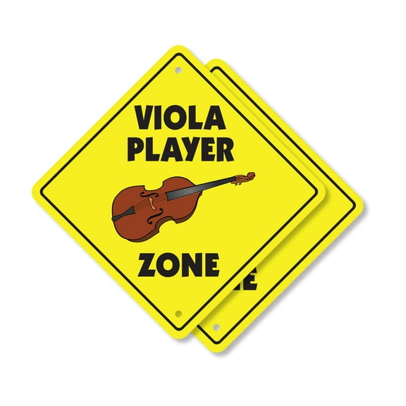 Viola Player (2 Pack) Plastic Crossing Sign - 10 Inch X 10 Inch Xing Sign Gift Music Instrument Band Performer Strings Orchestra Solo Classical Jazz Fun Art