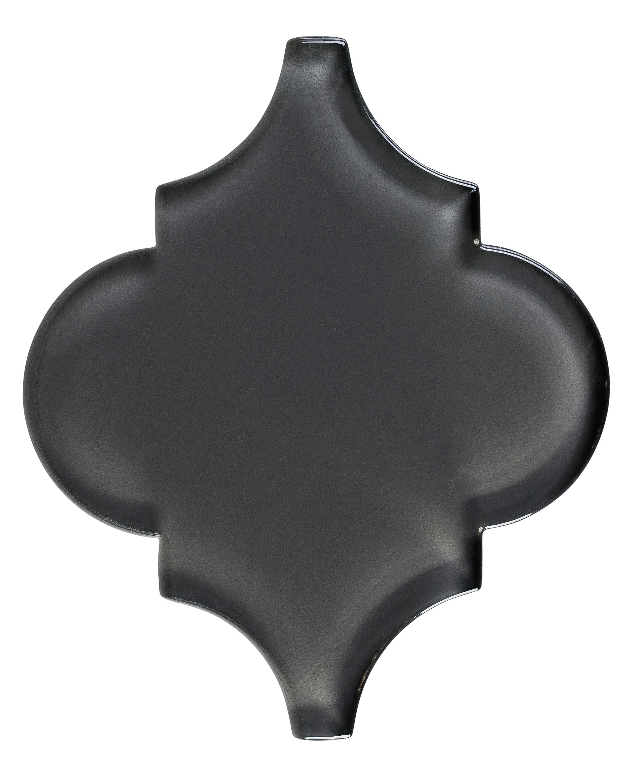 Viola 5" Black Polished Arabesque Glass Tile