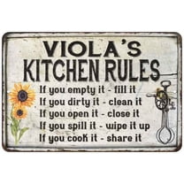 Viola's Kitchen Rules Chic Sign Vintage Decor 8 x 12 High Gloss Metal 208120032247