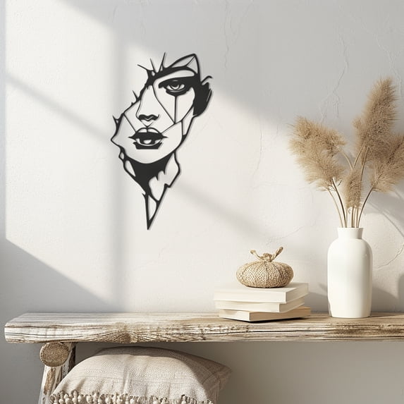 Violaura Abstract Face Metal Wall Art - Easy to Install Hanging Perfect for Home, Living Room Decor (12.0" x 7.2")