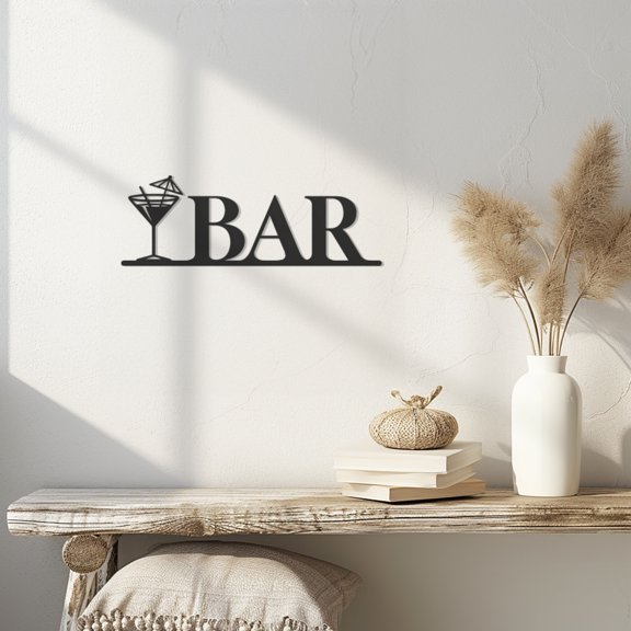 Violaura Bar Sign Metal Wall Art - Easy to Install Hanging Perfect for Home, Living Room Decor (24.0" x 8.6")