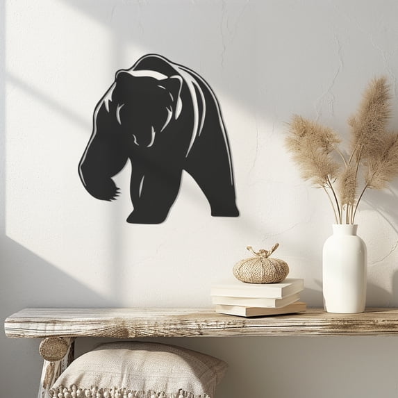Violaura Bear Decor Metal Wall Art - Easy to Install Hanging Perfect for Home, Living Room Decor (24.0" x 21.6")