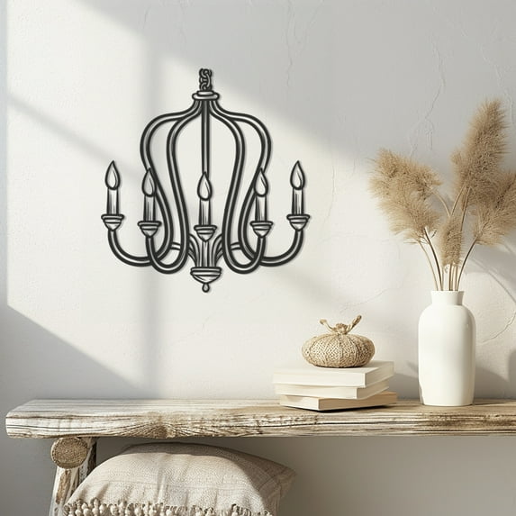 Violaura Chandelier Metal Wall Art - Easy to Install Hanging Perfect for Home, Living Room Decor (60.0" x 54.0")