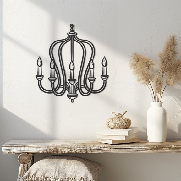 Violaura Chandelier Metal Wall Art - Easy to Install Hanging Perfect for Home, Living Room Decor (60.0" x 54.0")