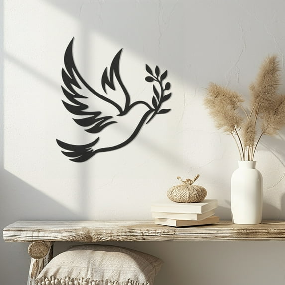 Violaura Dove Metal Wall Art - Easy to Install Hanging Perfect for Home, Living Room Decor (12.0" x 10.8")