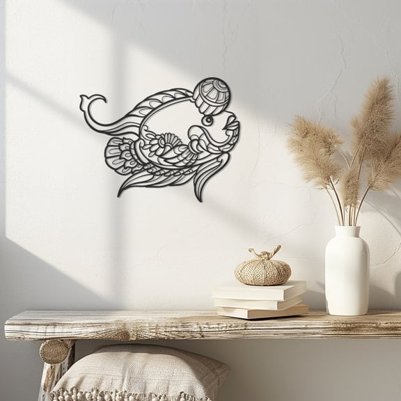 Violaura Fish Metal Wall Art - Easy to Install Hanging Perfect for Home, Living Room Decor (48.0" x 37.0")