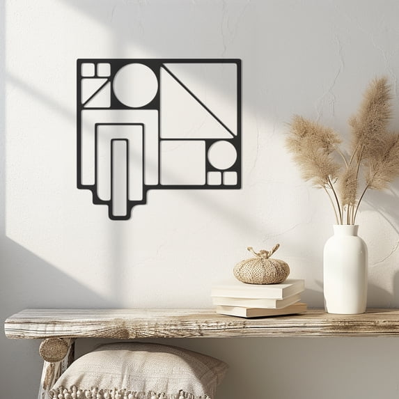 Violaura Geometric Metal Wall Art - Easy to Install Hanging Perfect for Home, Living Room Decor (12" x 12")
