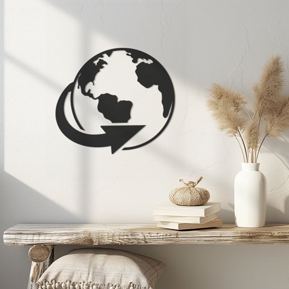 Violaura Globe Metal Wall Art - Easy to Install Hanging Perfect for Home, Living Room Decor (12.0" x 10.9")