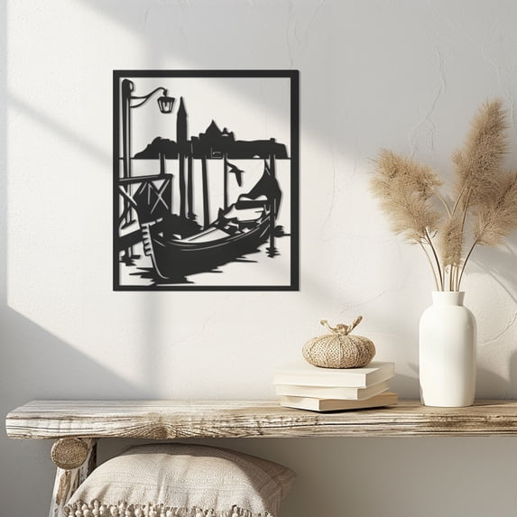 Violaura Gondola Metal Wall Art - Easy to Install Hanging Perfect for Home, Living Room Decor (36.0" x 28.8")
