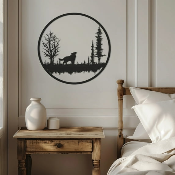 Violaura Wolf Metal Wall Art - Easy to Install Hanging Perfect for Home, Living Room Decor (36" x 36")