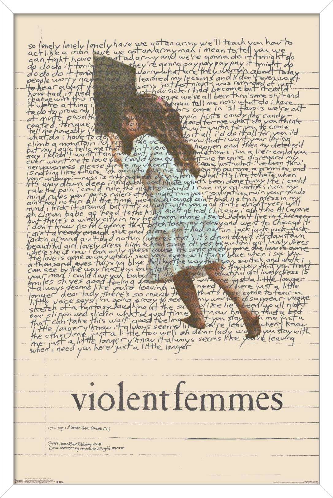 Violent Femmes - Lyric Girl Tea Towel Wall Poster, 14.725" x 22.375", Framed